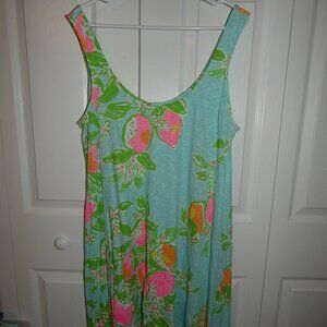Lilly Pulitzer Carmel Dress Pool Blue Pink Lemonade EUC Size XL